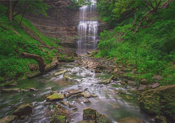 A photograph of a waterfall